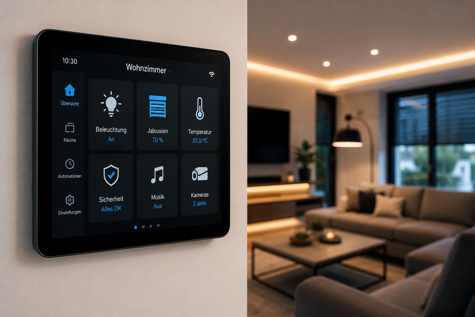 Smart-Home-Bedienpanel an der Wand